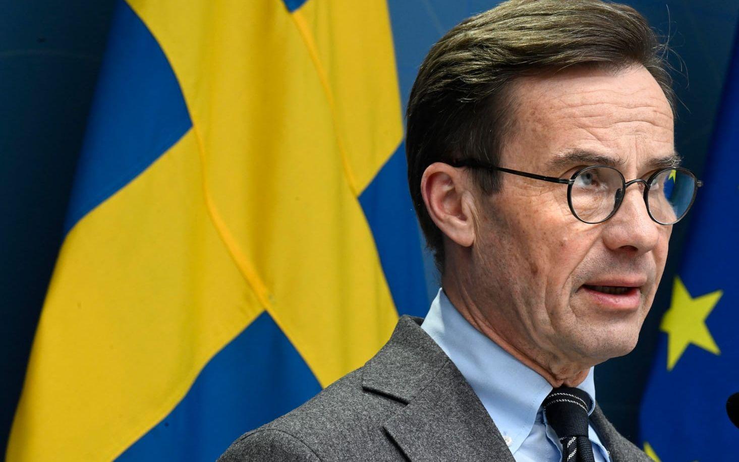 Sveriges statsminister Ulf Kristersson (M) vill i dagsläget inte ge några tydliga besked kring en eventuell svensk ansökan om att få arrangera OS 2030. Arkivbild.