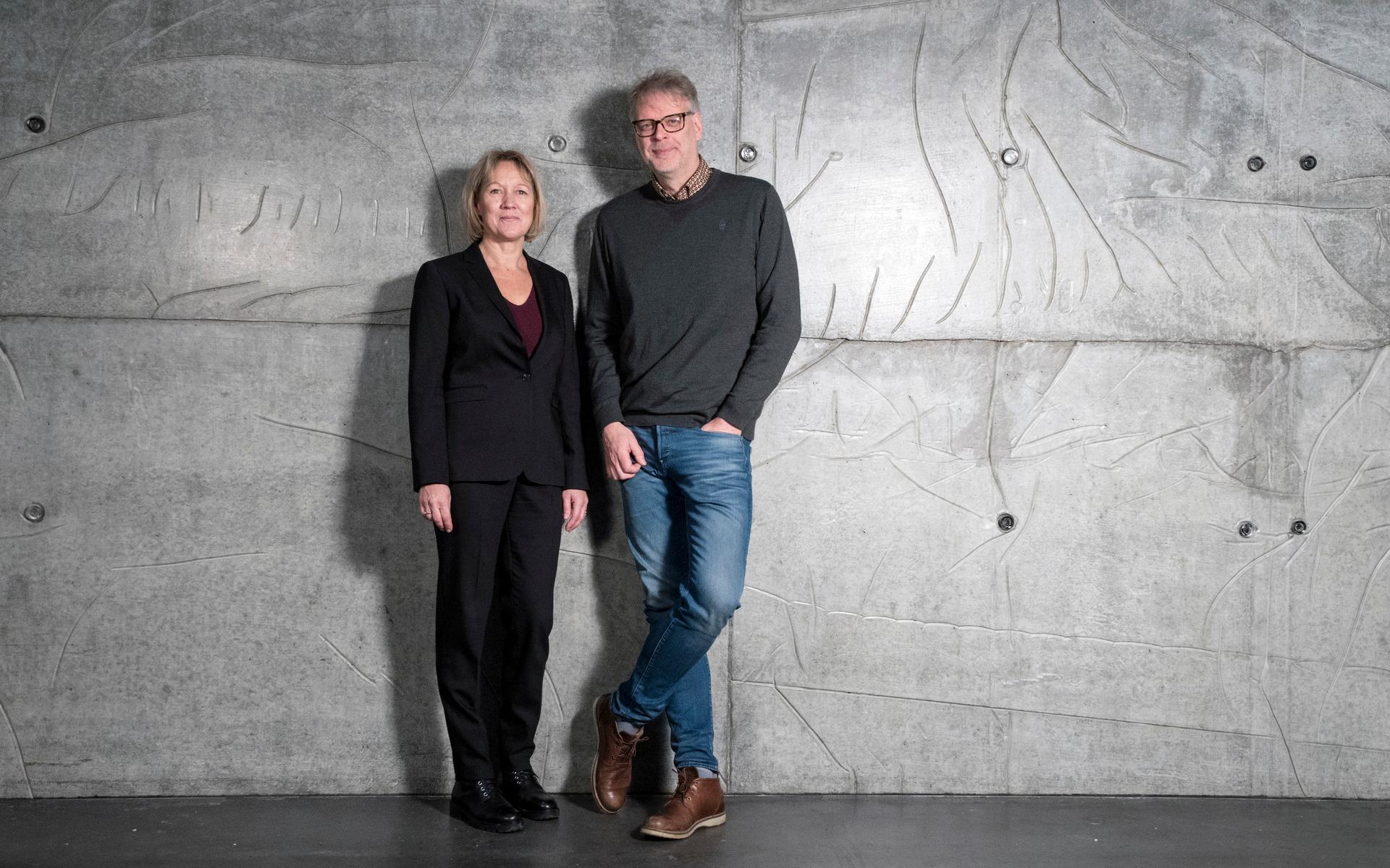 Camilla Ahlgren och Hans Rosenfeldt  inför premiären av Bron IIII.