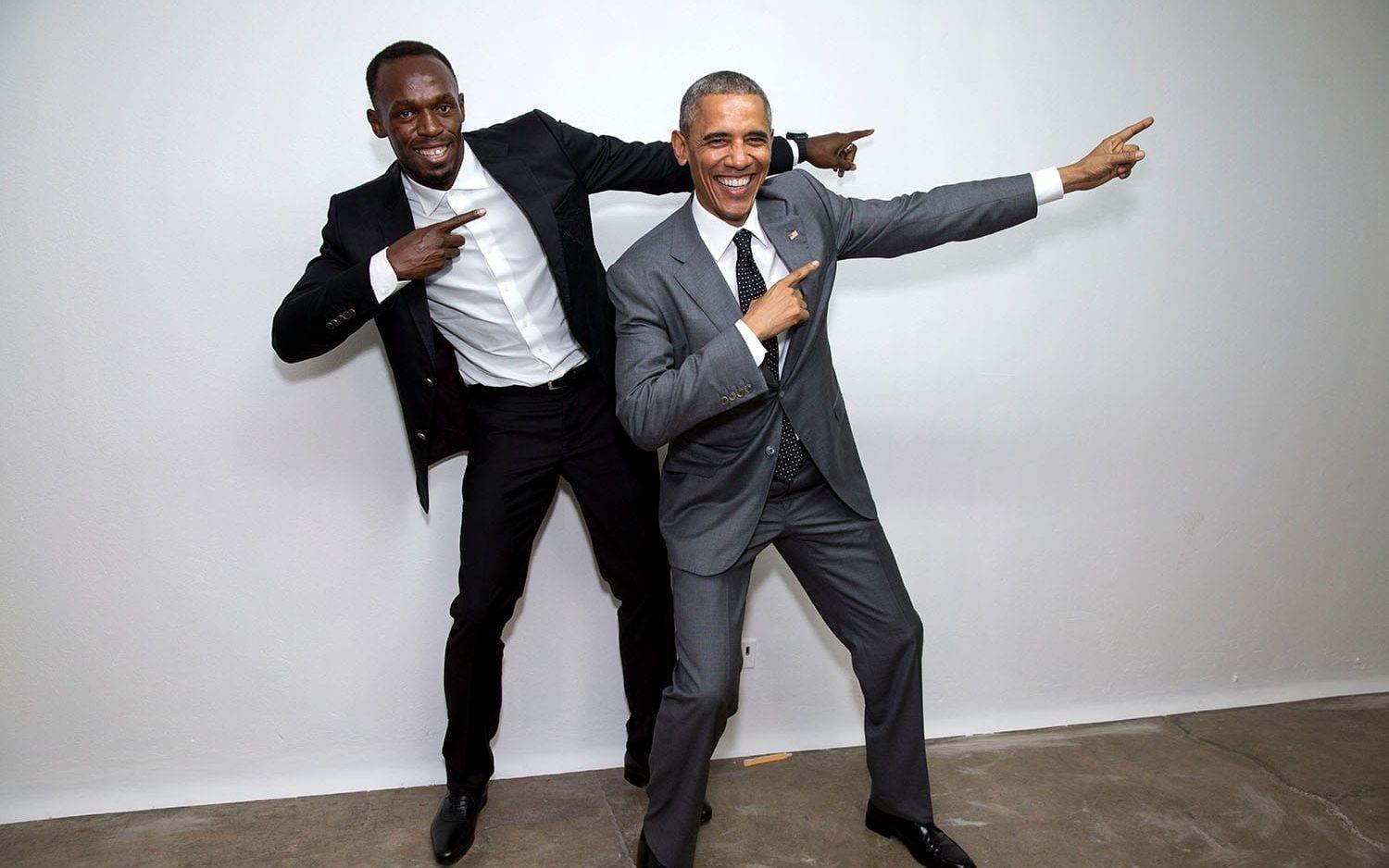9 april, 2015: Obama träffar sprintern Usain Bolt på en resa till Jamaica. Foto: Pete Souza / Vita Huset