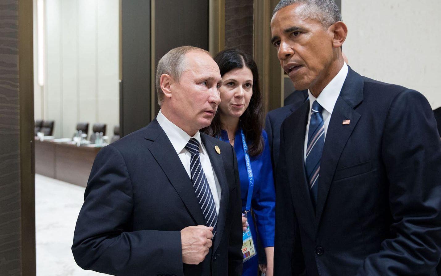5 september, 2016: Rysslands president Vladimir Putin och Barack Obama samtalar efter ett G20-möte i Kina.