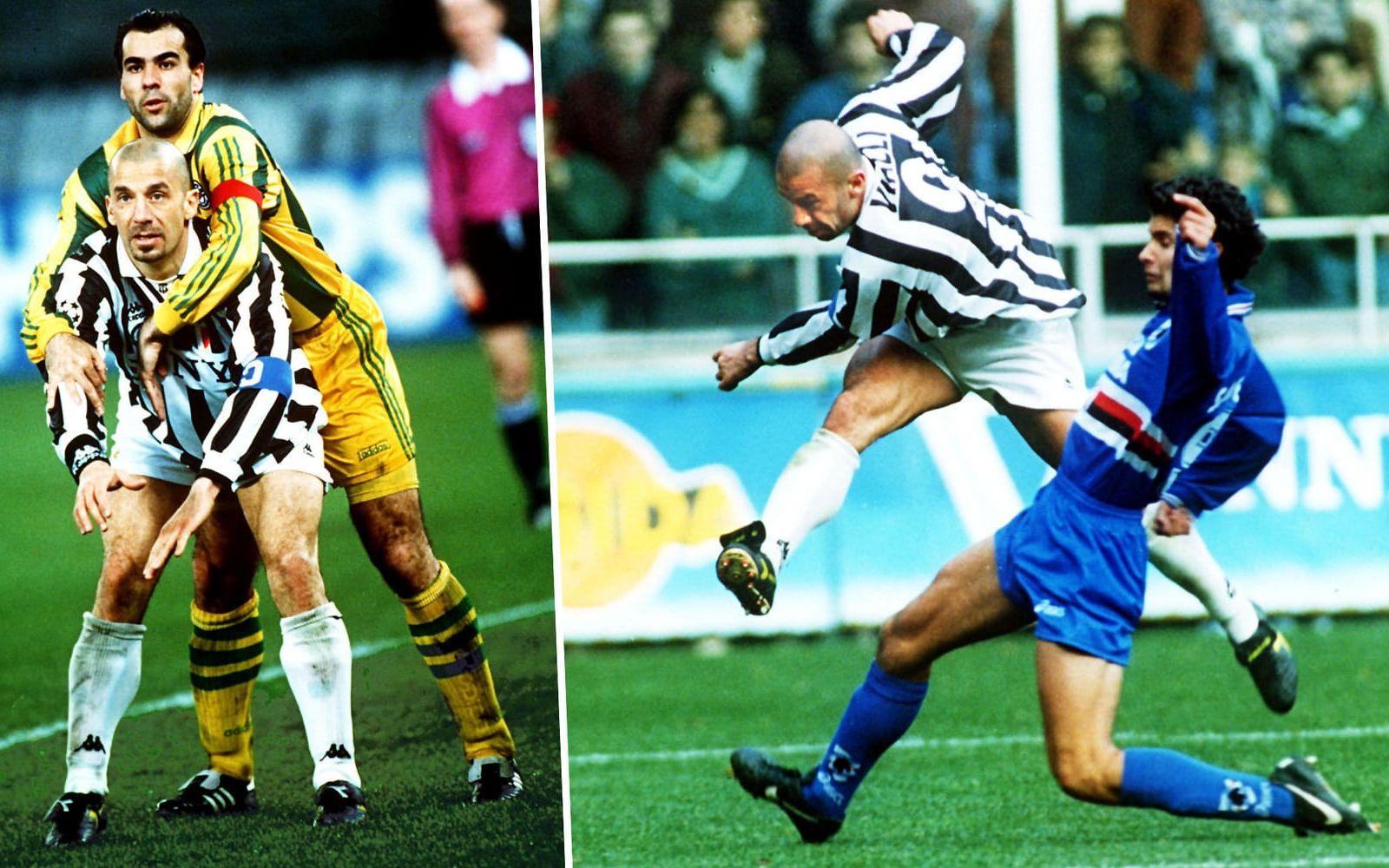 <strong>Anfallare: Gianluca Vialli.</strong> Lagkaptenen i Juventus mästarlag 1996 avslutade karriären med några månader som spelande manager för Chelsea i Premier League. Han blev sedan manager på heltid och förde laget till flera titlar, bland annat Cupvinnarcupen 1998. Foto: Bildbyrån