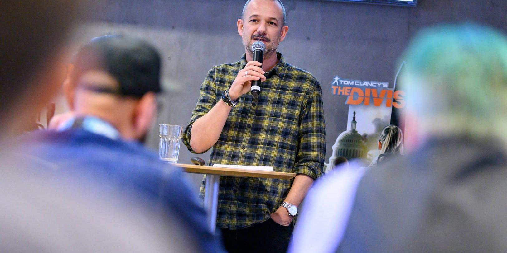 Vd David Polfeldt vid mediapresentationen inför lanseringen av spelet The Division 2 på Massives kontor i Malmö.