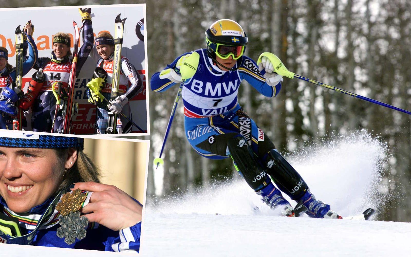 Två år senare vann <strong>Wiberg kombinationen och fixade ett slalomsilver.</strong> i Vail. Foto: Bildbyrån
