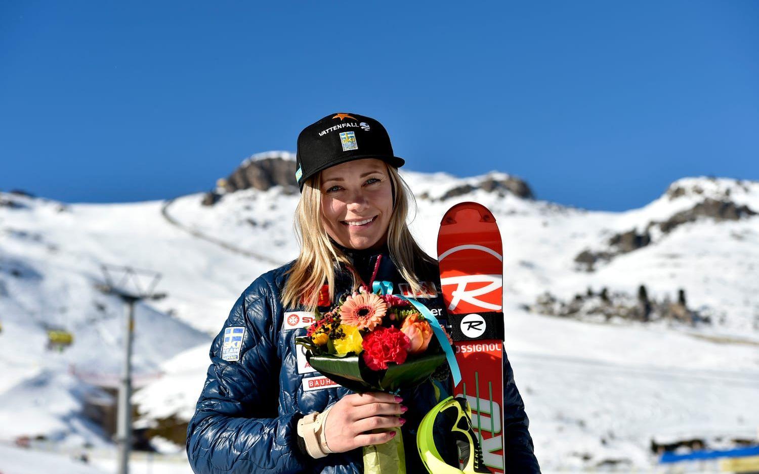 Och så 2017 där Hansdotter tog hem tredje raka medaljen i slalom på VM i och med sitt brons. Foto: Bildbyrån