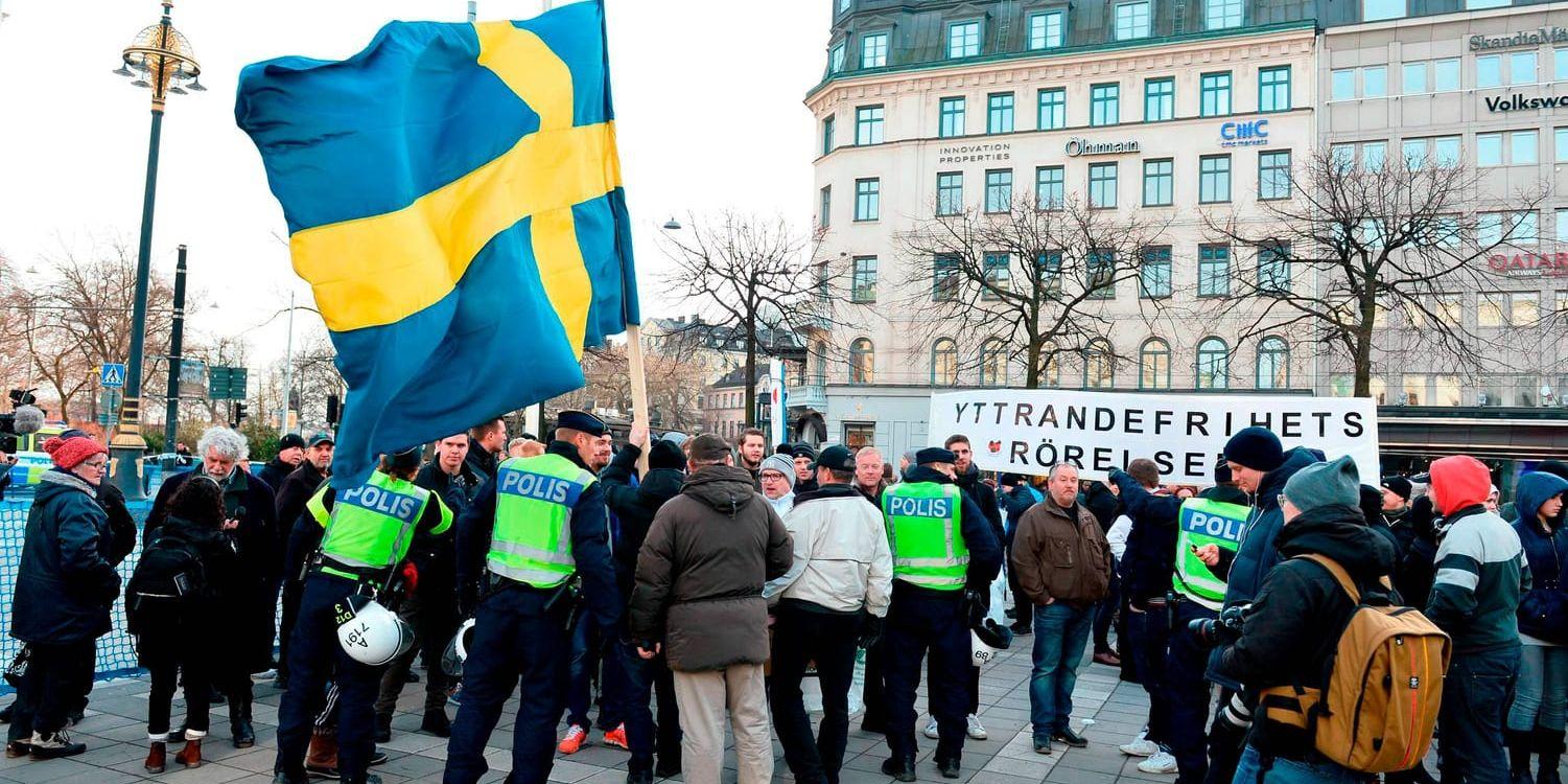 Från en Folkets demonstration i Stockholm tidigare i år.