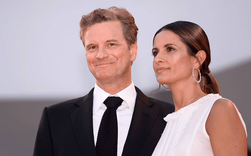 Skådespelaren Colin Firth tog med sig sin fru Livia Giuggioli till Venedig.