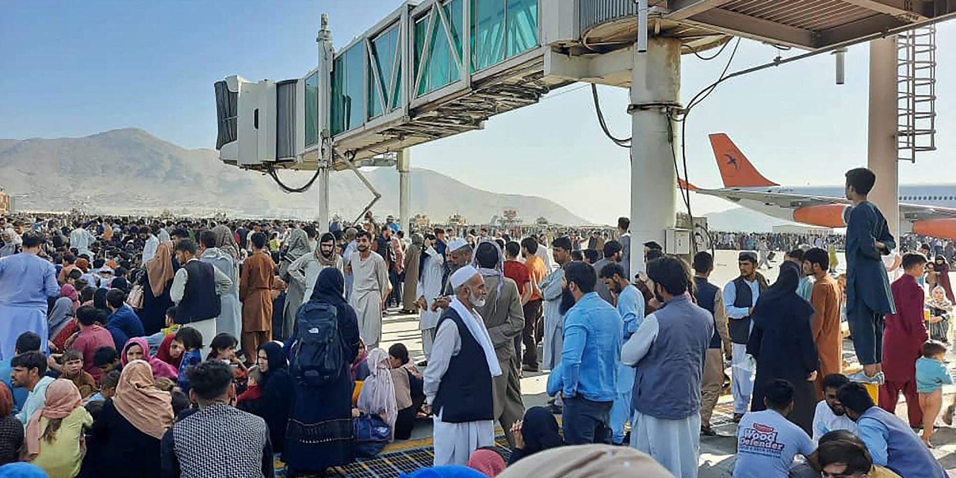 Tusentals människor försöker nu fly Afghanistan efter att talibanerna utropat att de vunnit kriget som pågått sedan USA invaderade landet som en följd av terrordåden den 11 september 2001. 