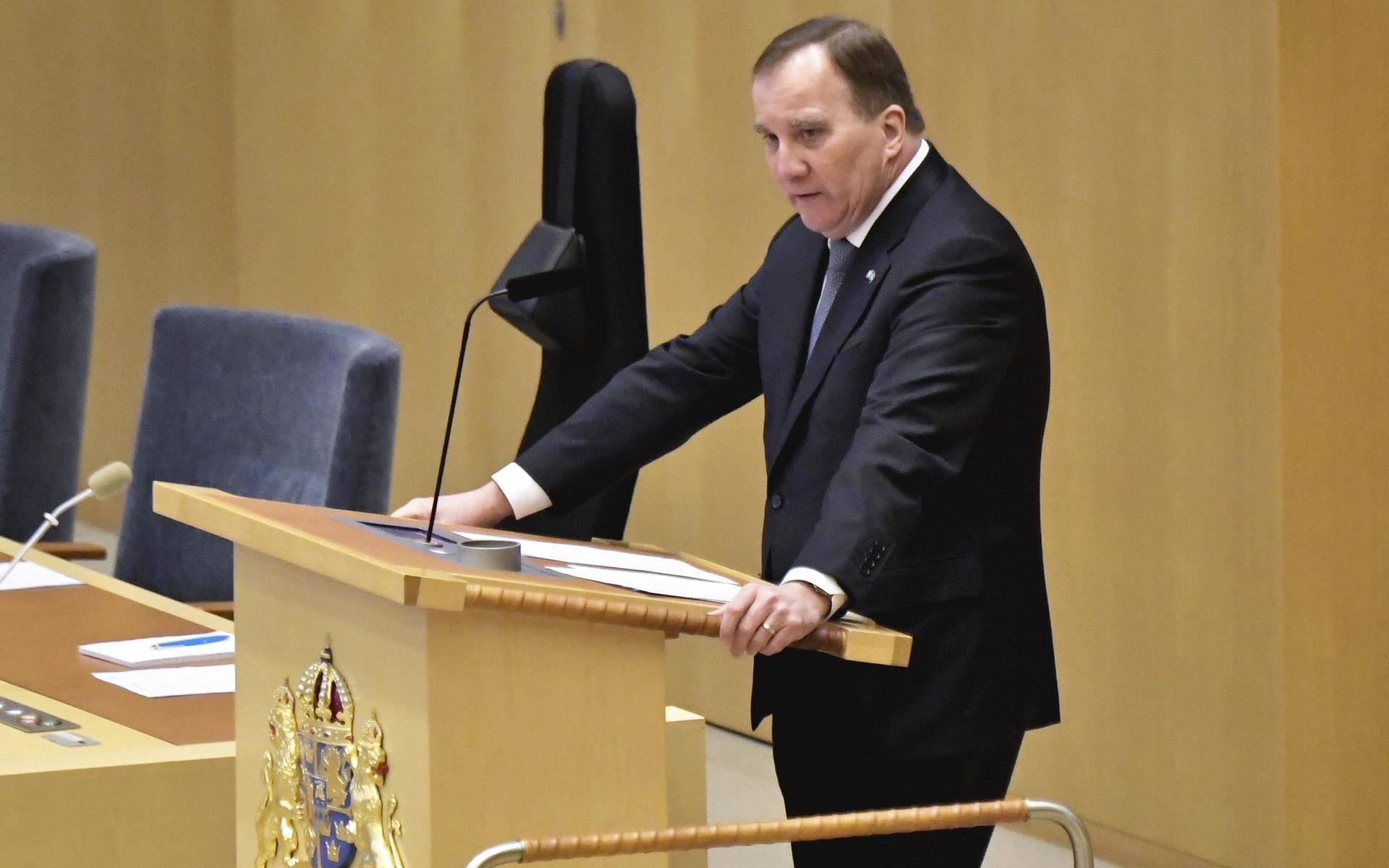 Statsminister Stefan Löfven (S) i riksdagen.