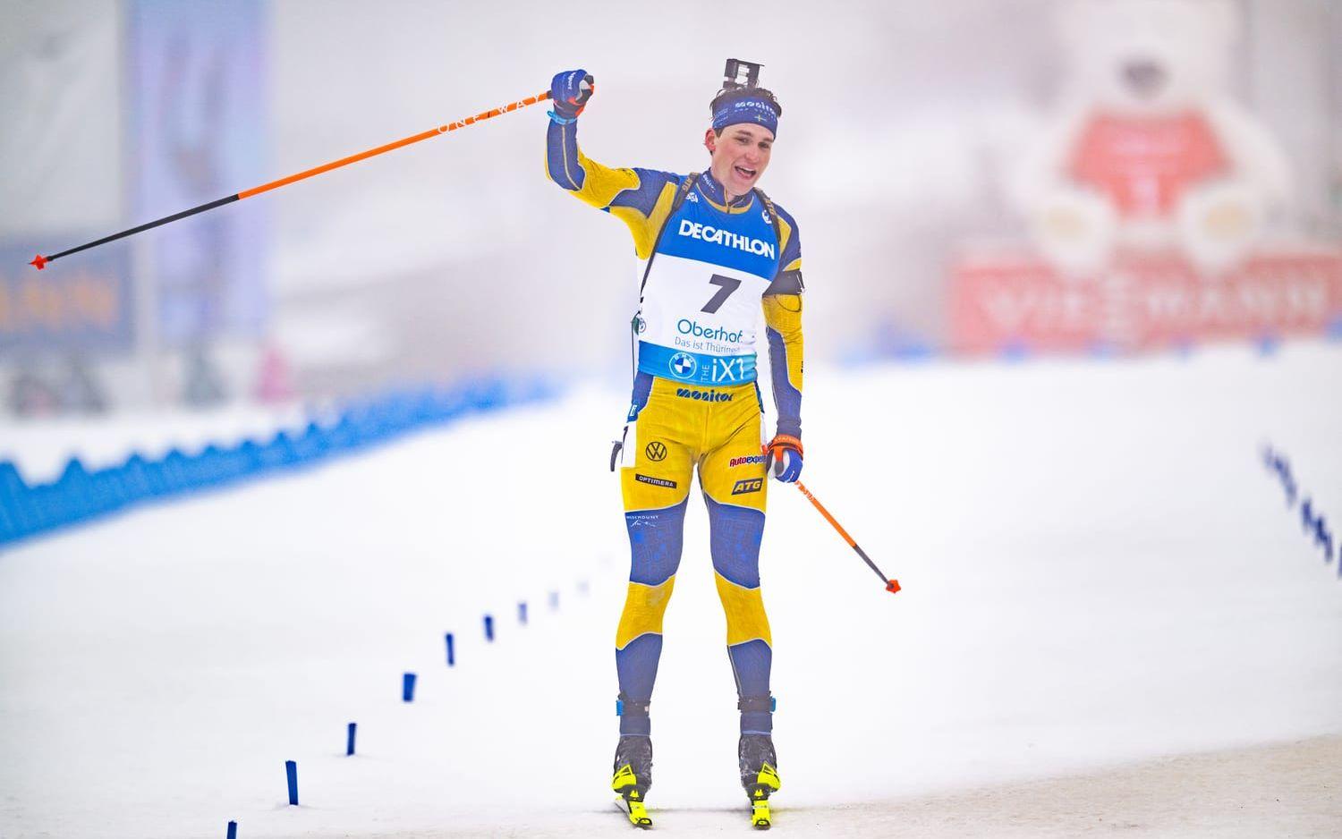 För Martin Ponsiluoma är det första individuella medaljen under VM i Oberhof. 