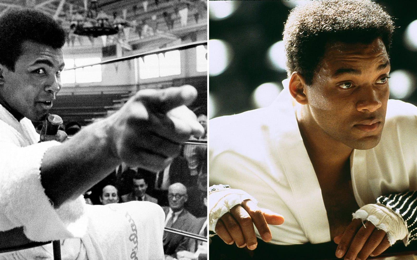 <strong>Originalet: Muhammad Ali. Skådespelaren: Will Smith.</strong> Will Smith nominerades till en Oscar för bästa manliga huvudroll för tolkningen av boxaren Muhammad Ali i ”Ali” (2001). I samband med lanseringen berättade Smith att han hade tackat nej till att spela Ali i åtta års tid. ”Jag ville inte bli killen som förstörde berättelsen om Muhammad Ali”, sa han till ABC 2001. När han till slut tackade ja påbörjade han en två år lång förberedelse för rollen. Smith var senare kistbärare på Alis begravning 2016. Foto: TT/Stella Pictures