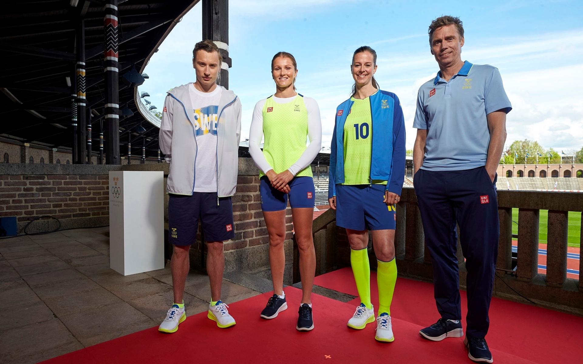 Kalle Berglund, Linnea Stensils, Lotta Schelin och Jörgen Persson när OS-kollektionen presenterades i maj