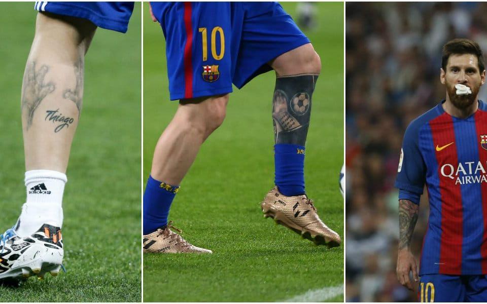 Av många är han betraktad som världens bästa fotbollsspelare. Barcelonas Lionel Messi älskar tatueringar. Han har låtit flera olika kroppsdelar bli utsmyckade. På ena vaden har han tatuerat in en hyllning till sin son, Thiago. Bild: Bildbyrån/TT.