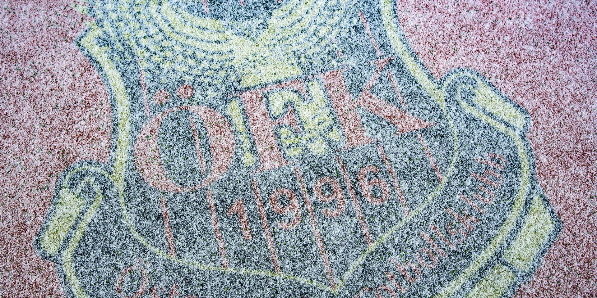 Östersunds FK:s klubbmärke. Arkivbild.