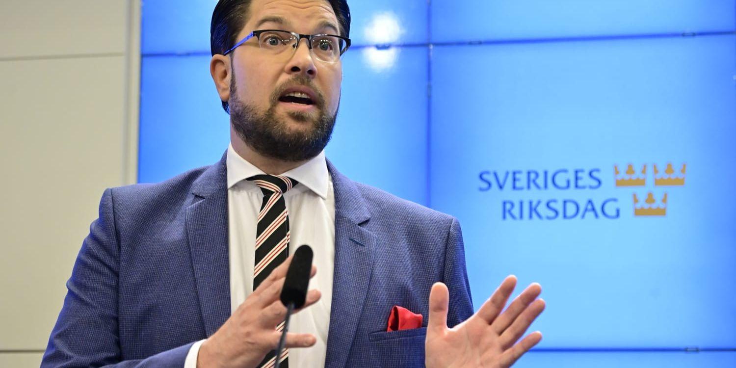 Sverigedemokraternas partiledare Jimmie Åkesson (SD) skulle inte gå på Nobelfesten ens om han blev bjuden. Arkivbild