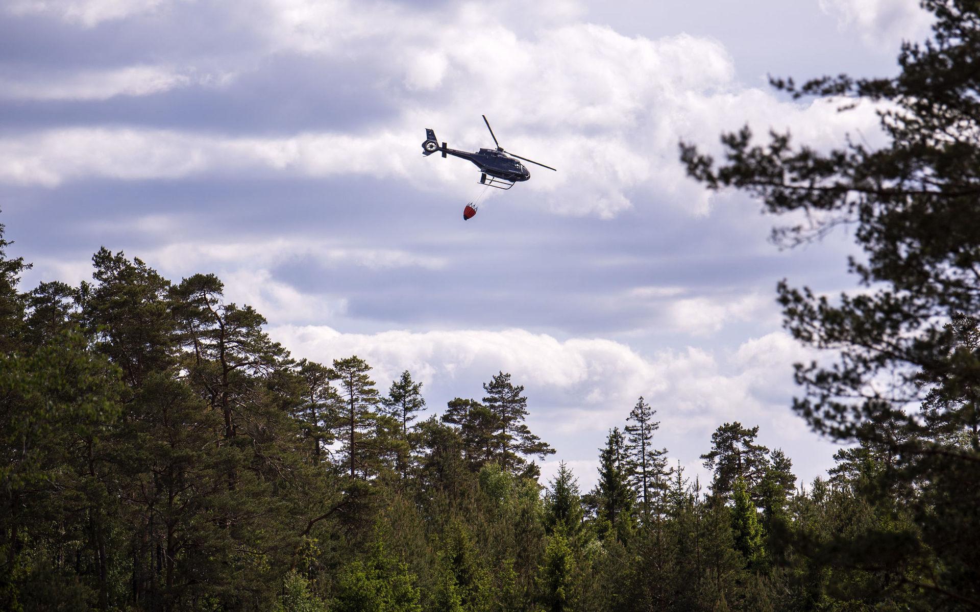 Räddningstjänsten har en pågående insats i Svartedalen där en skogsbrand sprider sig. Även brandflyg deltar. 