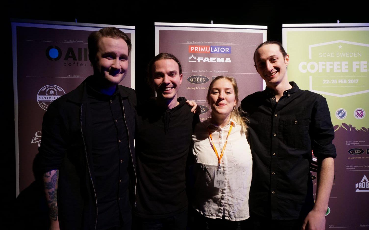 Alla fyra vinnare: Markus Vestergaard, Albin Frid, Clara Drake Pihlgren och Steven Moloney. Foto: Liv Omsén.