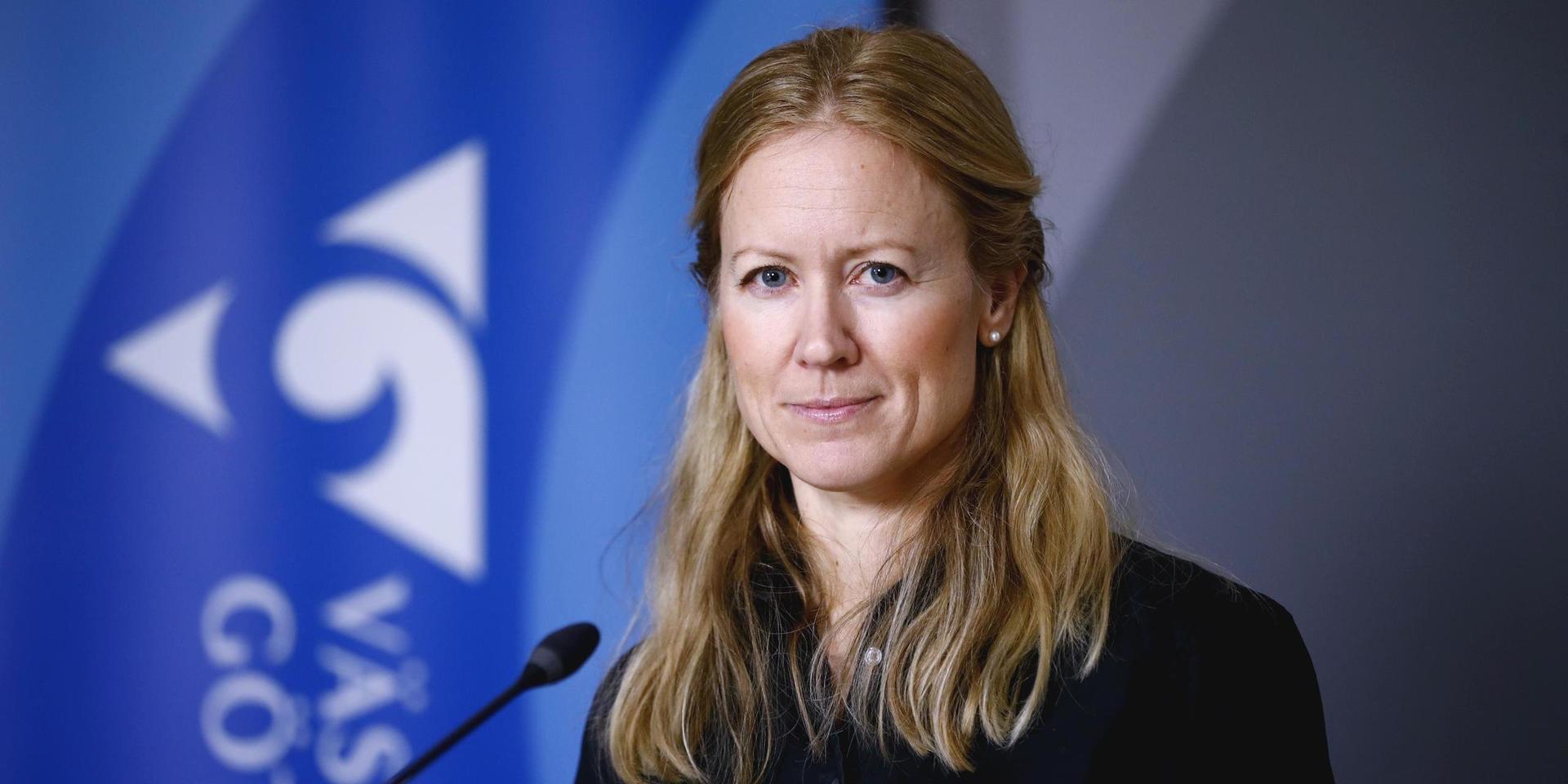 Kristine Rygge, vaccinsamordnare i Västra Götaland, under en digital pressträff hos Region Västra Götaland.