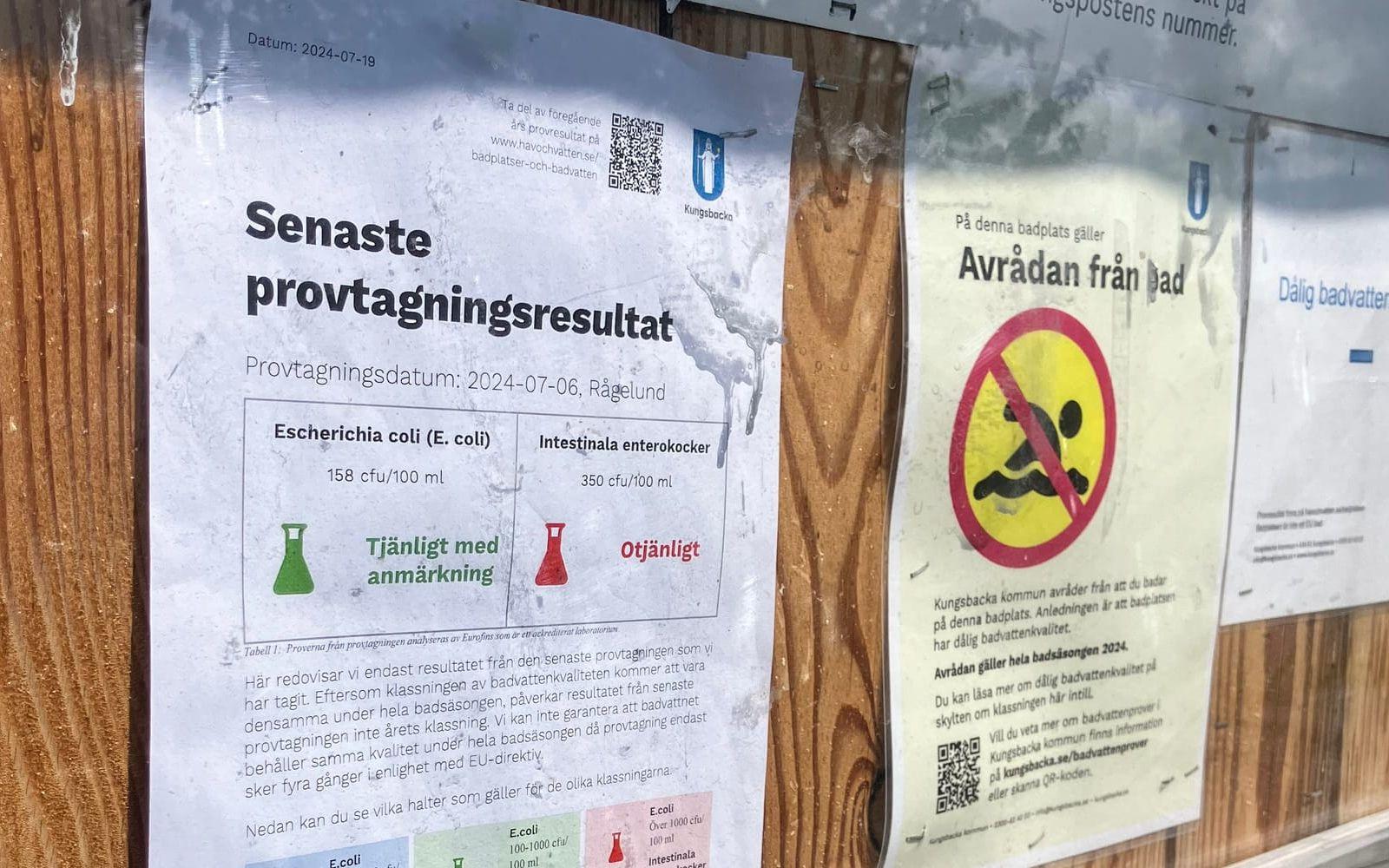 Rågelund i Kungsbacka är exempel på en kommunal badplats som bad avråds ifrån på grund av bakterier i vattnet.