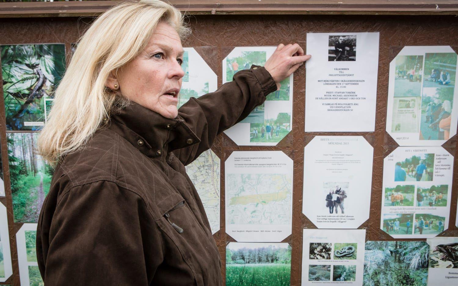 Lättad. Rose-Marie Andersson har lagt ner mycket tid på att dokumentera naturvärdena i skogen där täkten planerades. Bilder: Kajsa Sjölander
