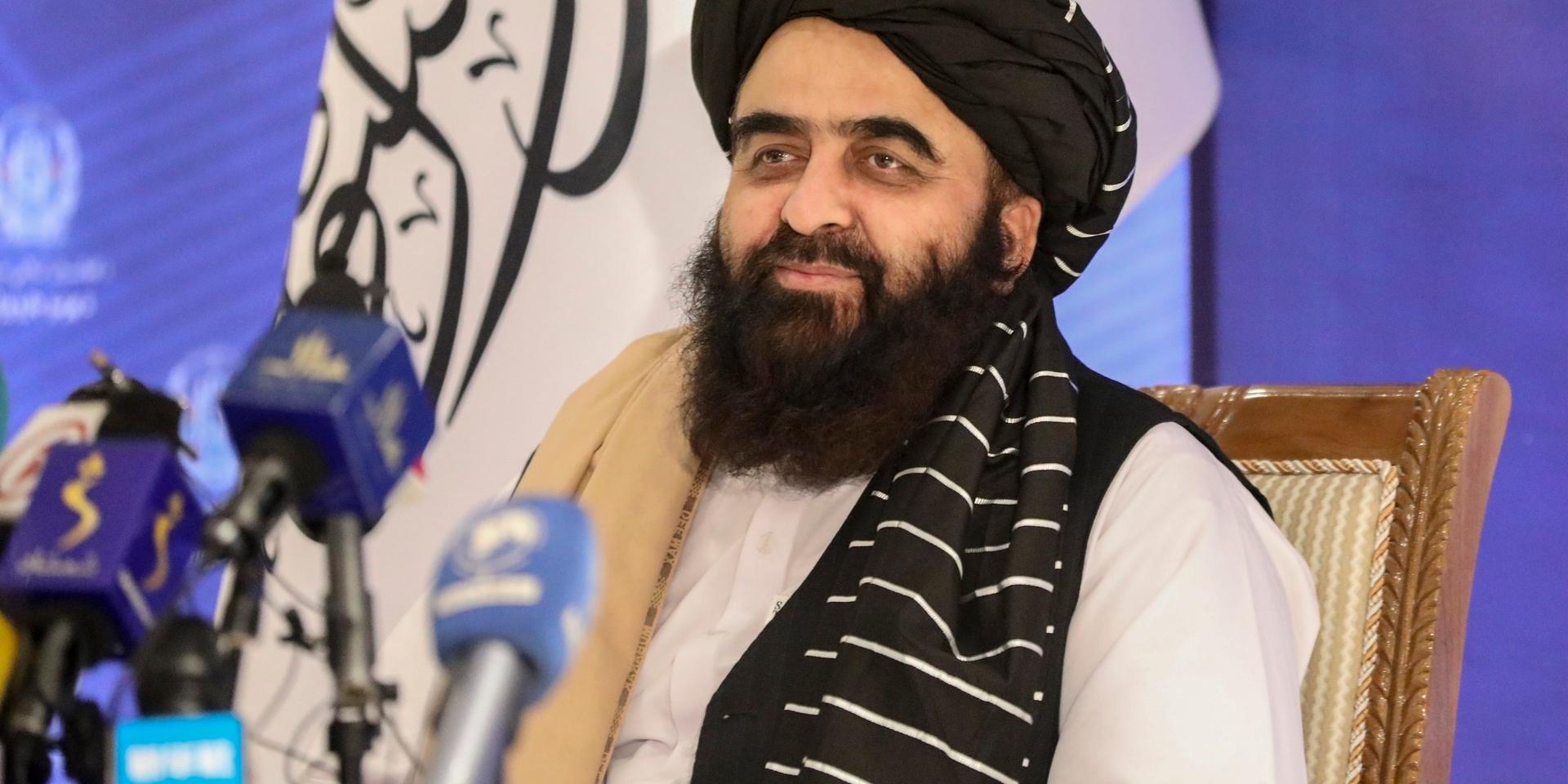 Talibanrörelsens utrikespolitiske ansvarige Amir Khan Muttaqi varnar USA. Arkivbild.