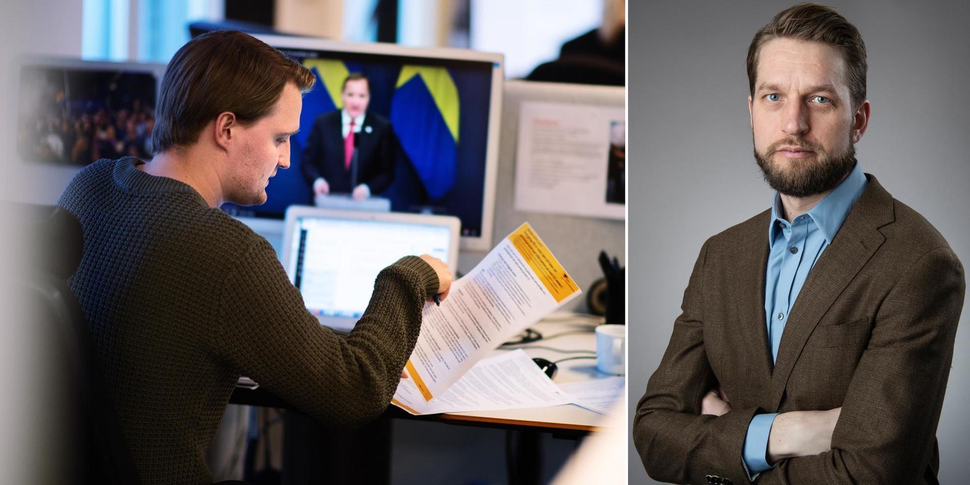 ”I alla dessa sorgliga berättelser har journalistiken en viktig roll att fylla”, menar GP:s chefredaktör Christofer Ahlqvist. Till vänster Filip Persson, nyhetsreporter på Göteborg-Posten.