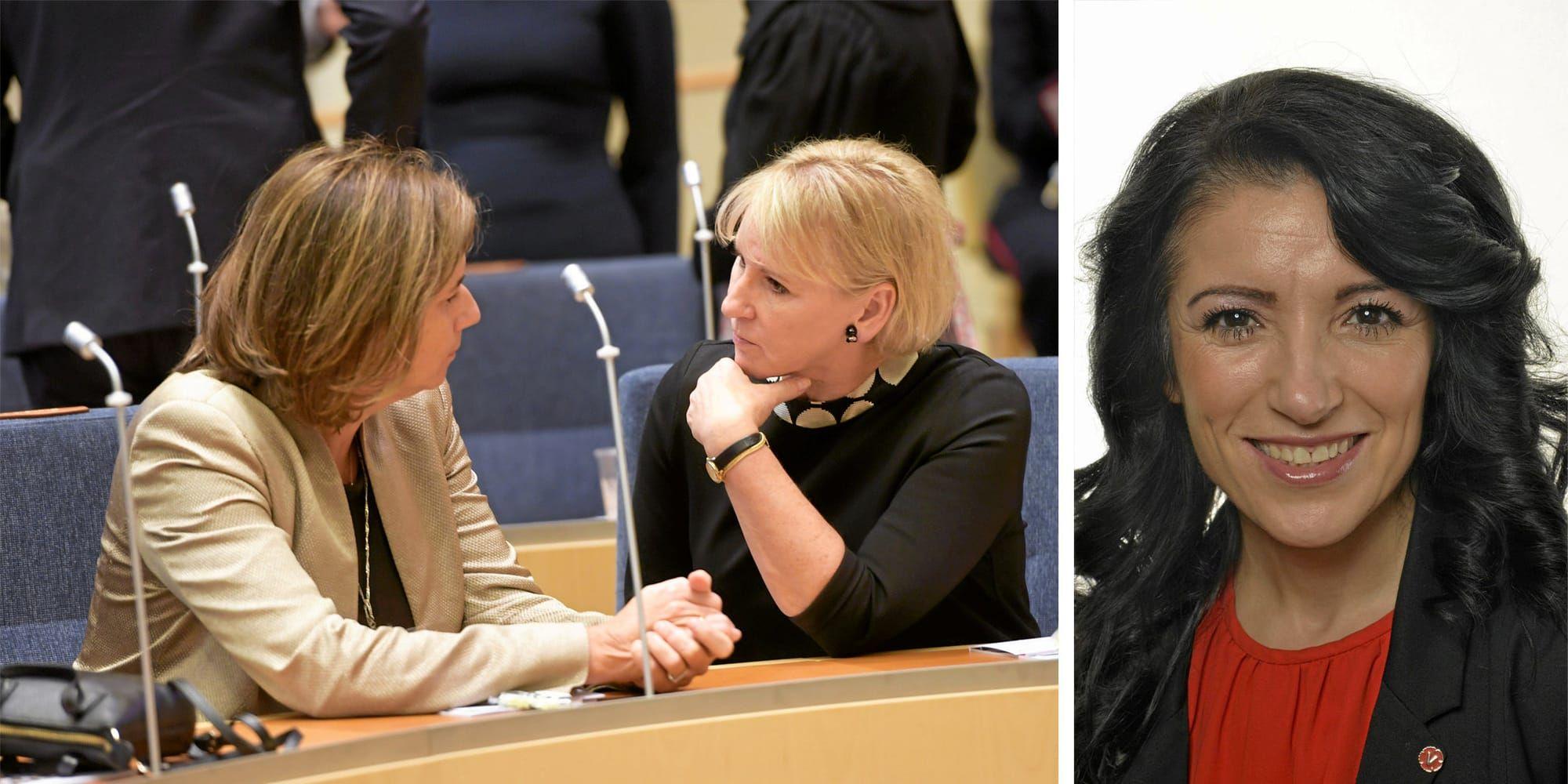 Vapenhandlare. Vi hoppas utrikesminister Margot Wallström (S) tänker efter och inser att man inte kan vara feminist och vapenhandlare samtidigt, skriver Amineh Kakabaveh (V).