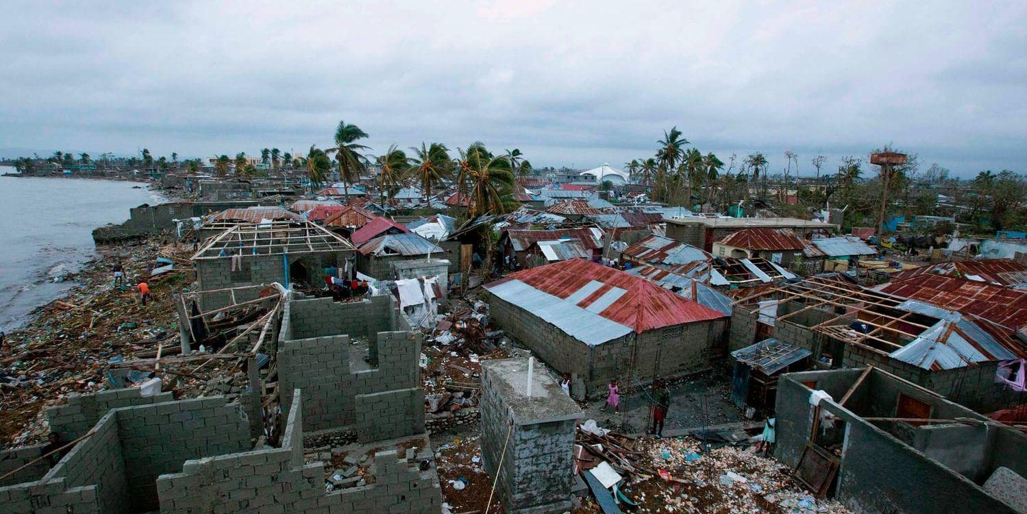 Förstörda hem i Les Cayes, Haiti, efter orkanen Matthews framfart.
