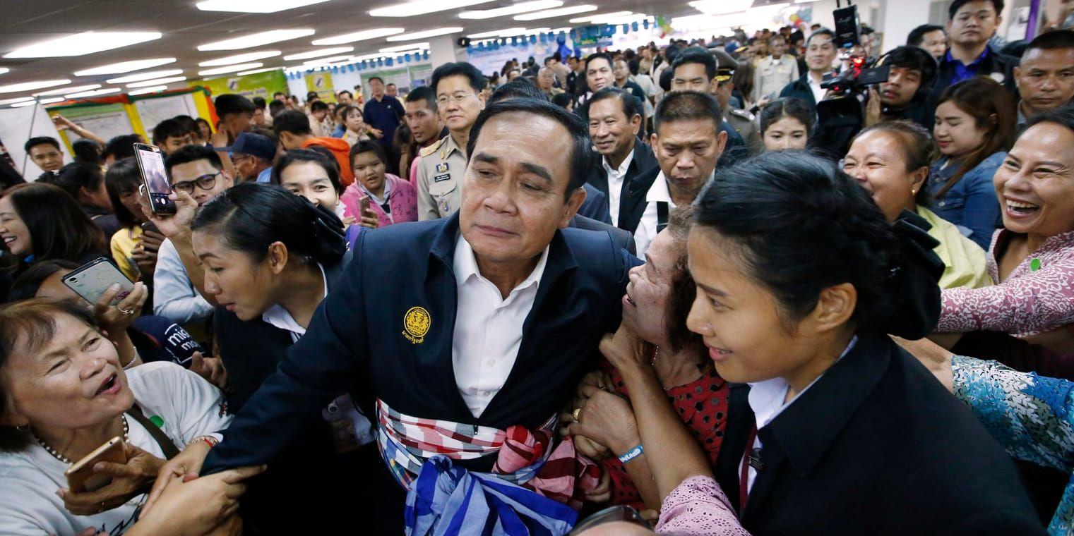 Thailands premiärminister tillika juntaledare Prayuth Chan-O-Cha under ett event inför valet tidigare i mars. Arkivbild.