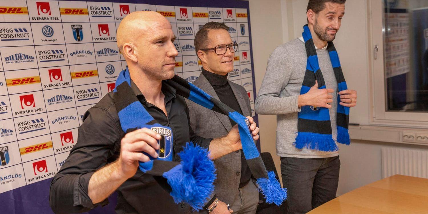 Sirius sportchef Ola Andersson flankerad av de nya tränarna Henrik Rydström och Mirza Jelecak.