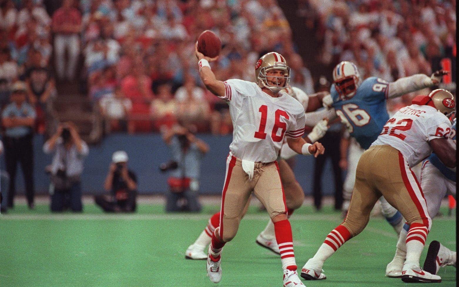 Joe Montana, en San Francisco 49ers-legendar. Passningsgeniet vann fyra superbowls och fick en rad individuella utmärkelser. Foto: TT