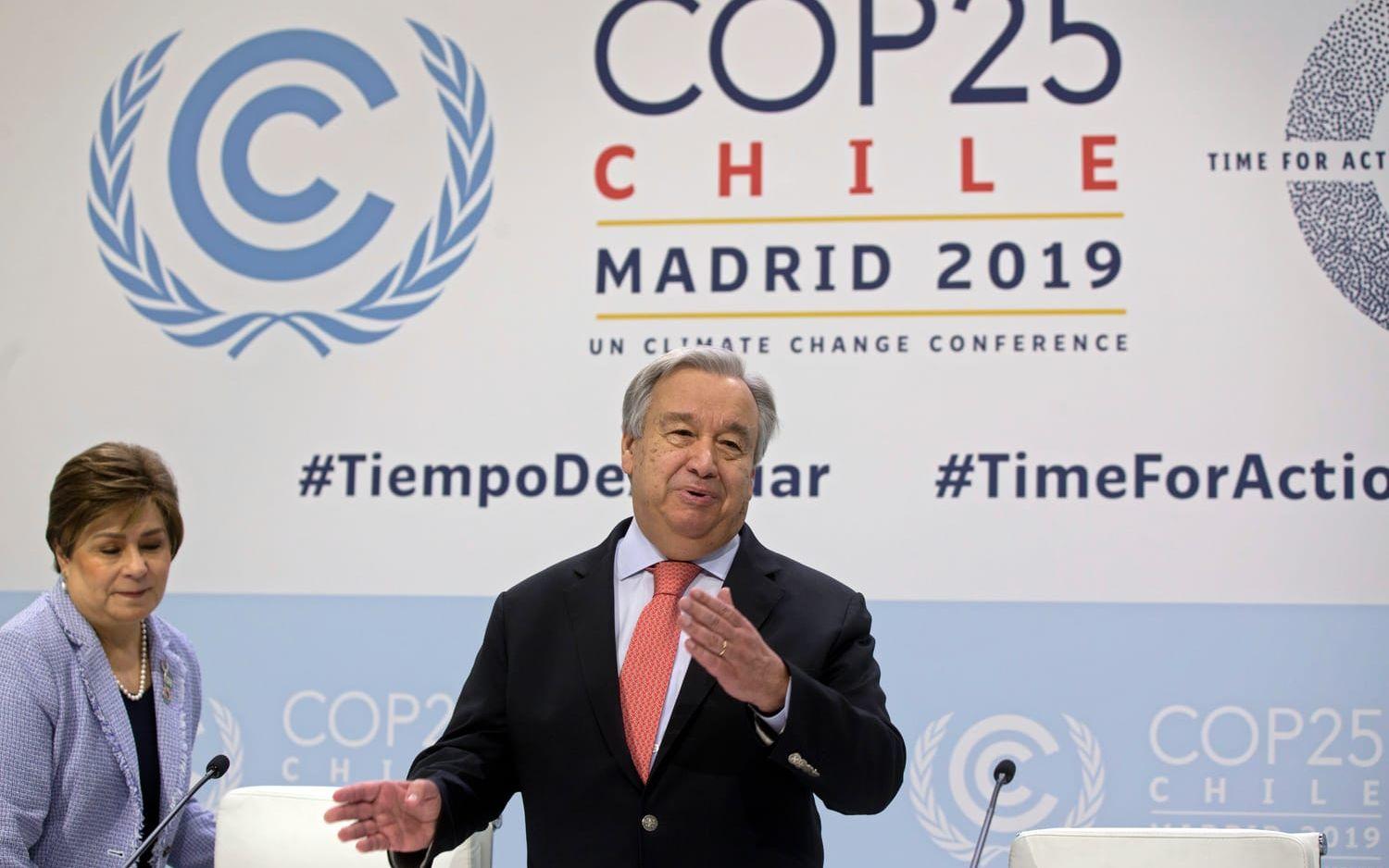 FN:s generalsekreterare Antonio Guterres har flera gånger under klimattoppmötet manat på världens regeringar att höja sina klimatambitioner. Arkivbild.