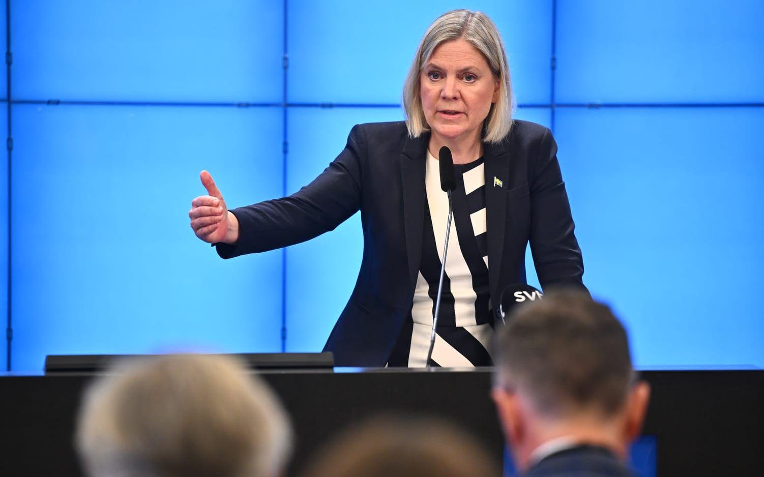 Socialdemokraternas partiordförande Magdalena Andersson på torsdagen.