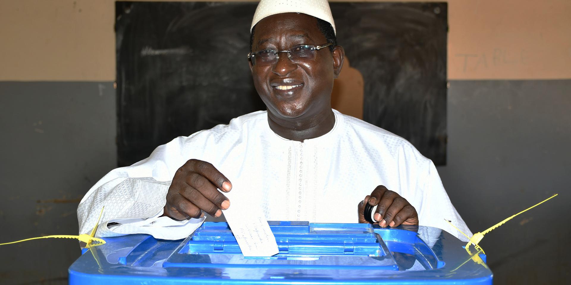 Oppositionsledaren Soumaila Cissé under presidentvalet i fjol. Arkivbild.