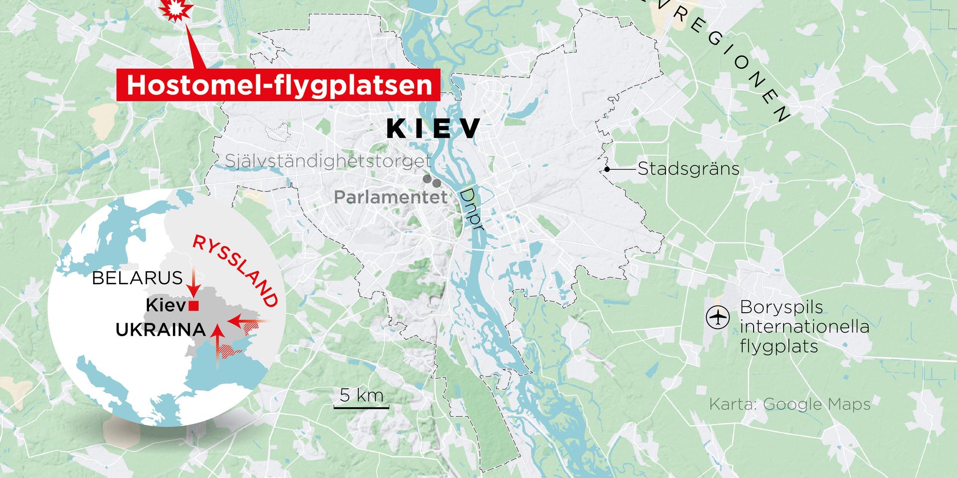 Intensiva strider har pågått vid Hostomel-flygplatsen strax utanför Kiev.