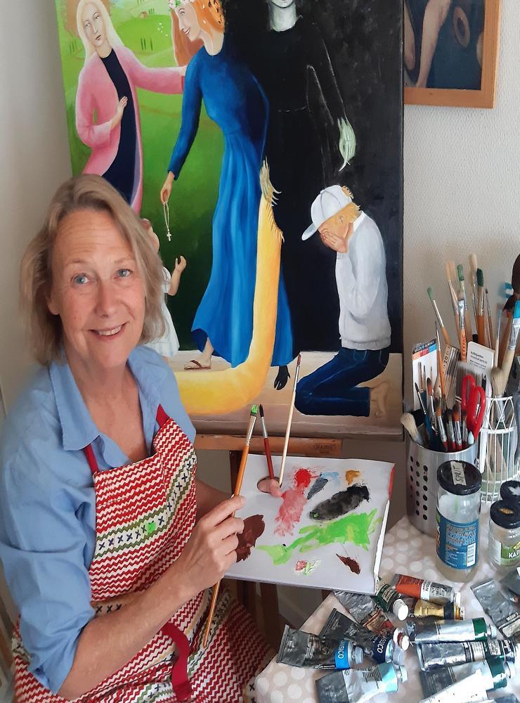 När en idé mognat sätter sig Annika Brantinger vid staffliet och målar tills tavlan är klar.