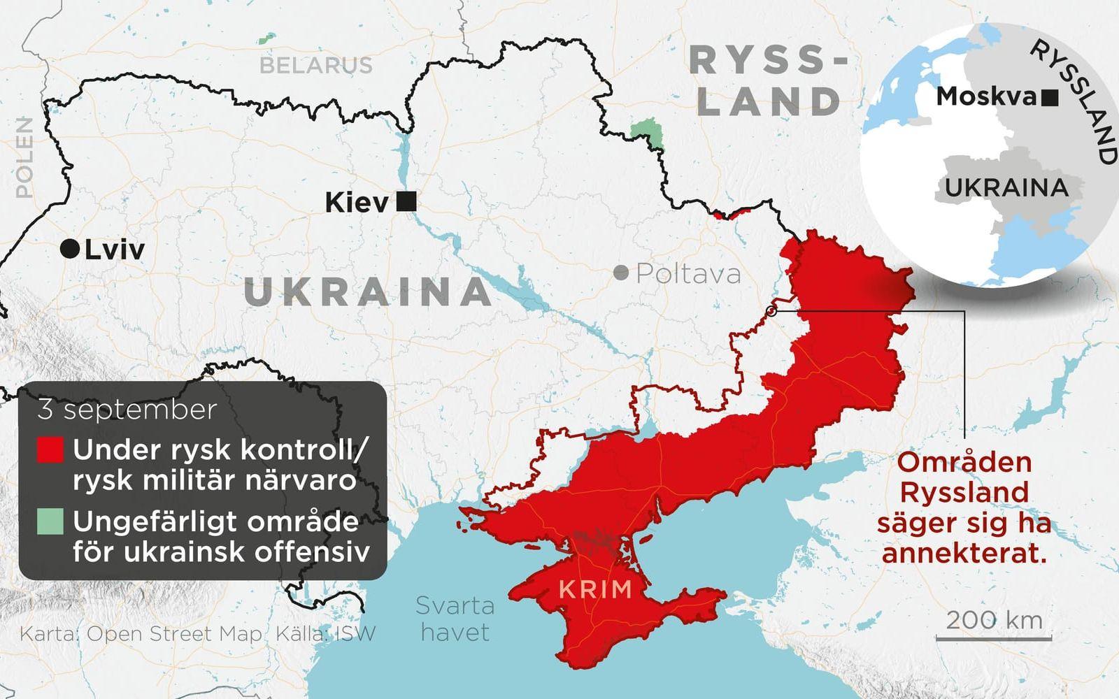 Kartan visar Kiev och Lviv, där nya ryska luftangrepp genomförts.