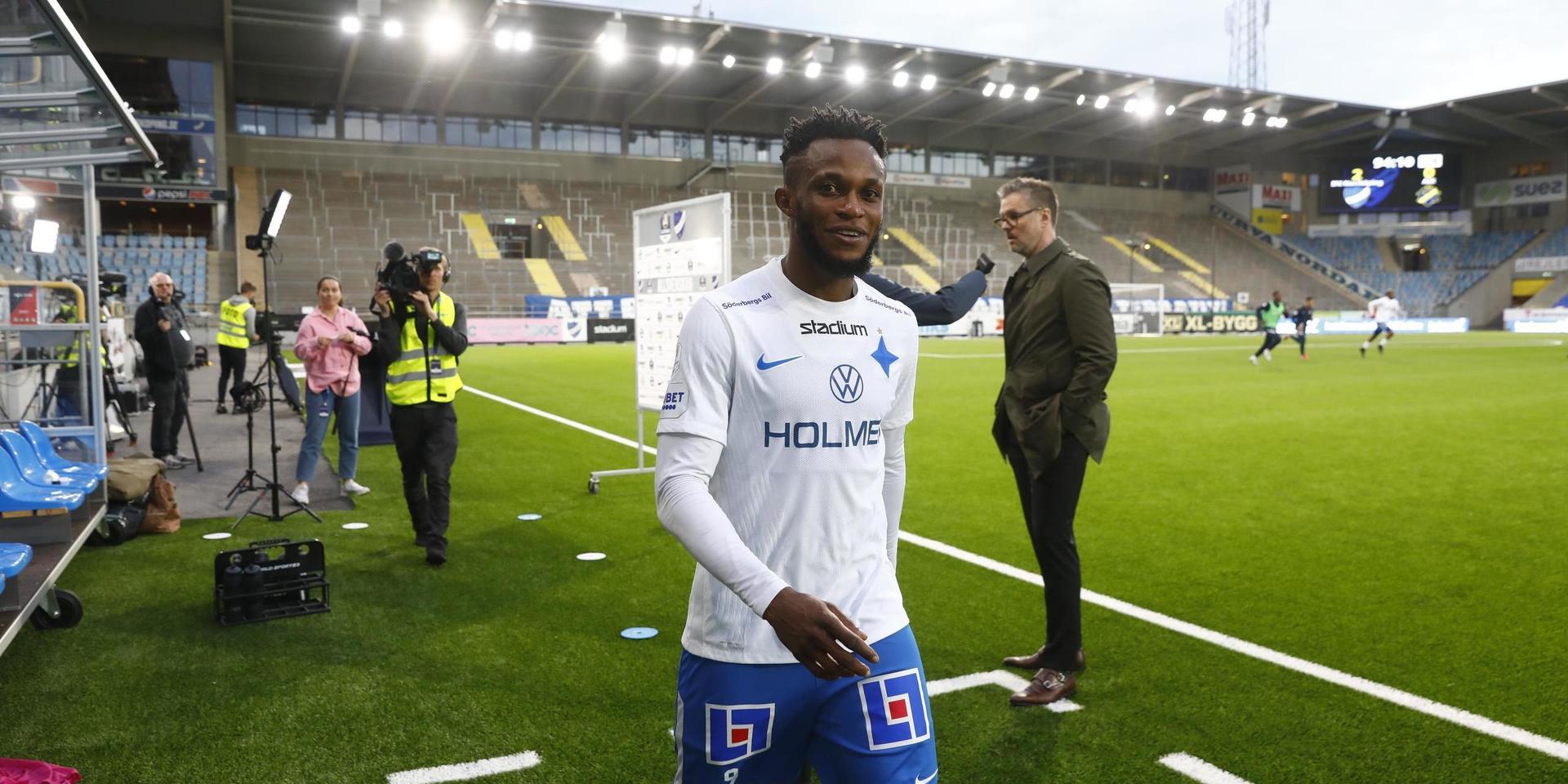 Två nya mål. IFK Norrköpings Samuel Adegbenro toppar skytteligan på fem mål efter lika många allsvenska matcher.