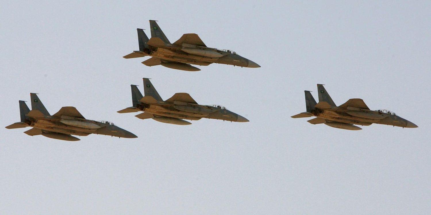 Några av det saudiska flygvapnets stridsflygplan av typen F-15. Arkivbild.