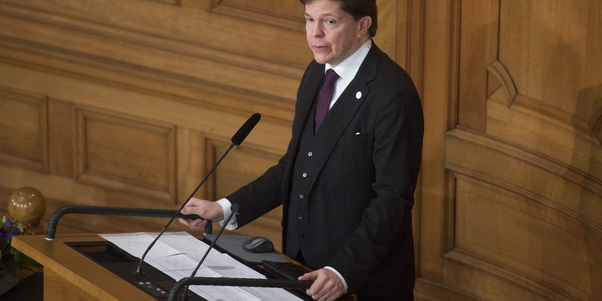 Riksdagens talman Andreas Norlén i riksdagens andra kammarsal.
