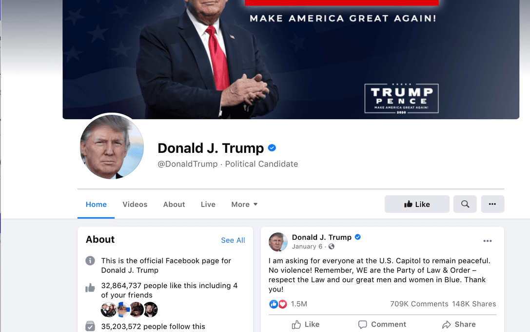 Donald Trump har varit avstängd från Facebook sedan stormningen av Kapitolium den 6 januari i år. 