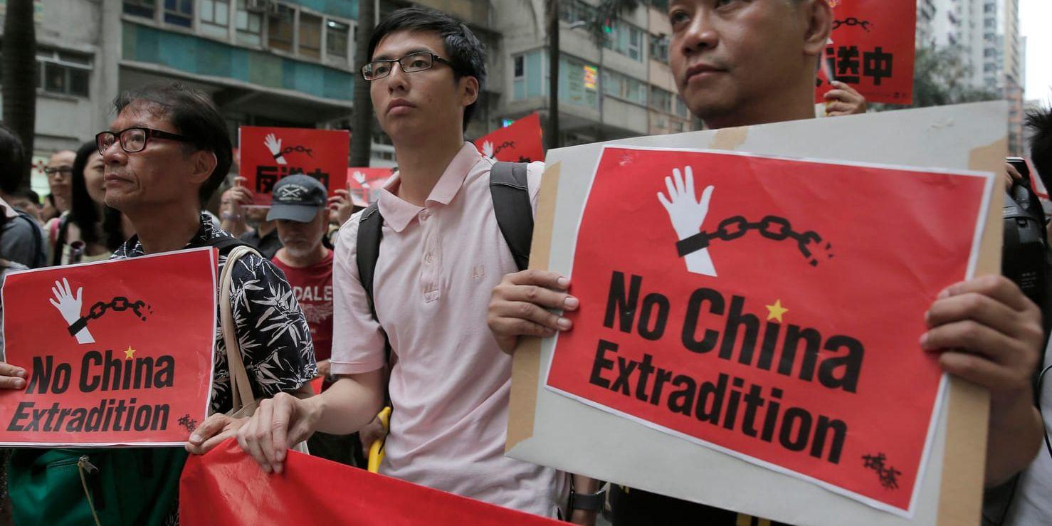 Demonstrationer mot utlämningar till Kina i Hongkong på söndagen.