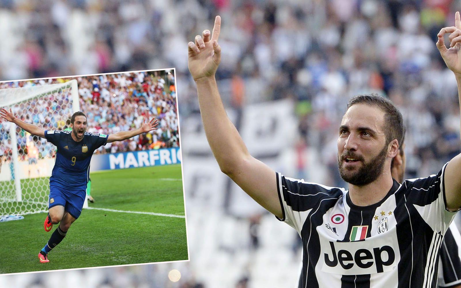 <strong>Gonzalo Higuain</strong>, en av världens vassaste målskyttar. Lämnade Napoli för Juventus i somras – för en hiskelig massa pengar. Foto: Bildbyrån