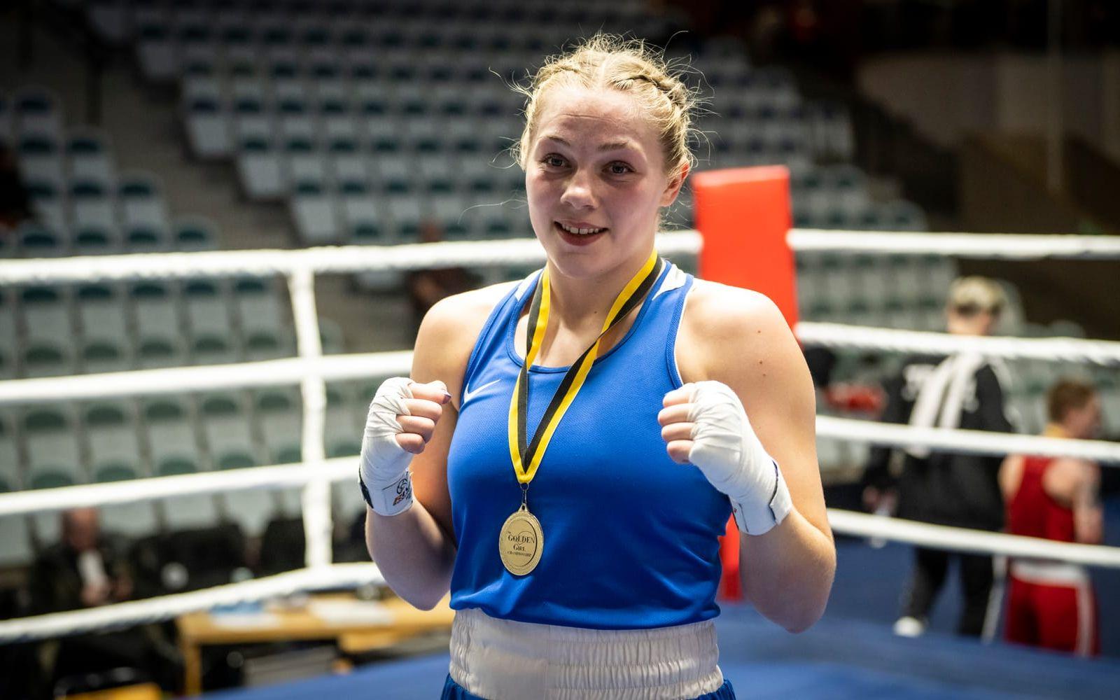 Sunniva Hofstad utan handskar under Golden girl championship den 5 februari 2023 i Borås.