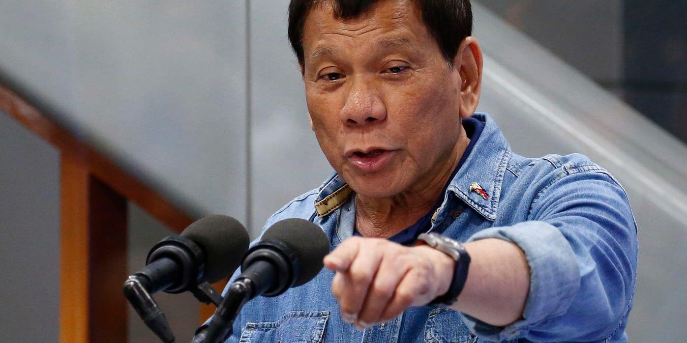 Filippinernas president Rodrigo Duterte vill terrorstämpla politiska motståndare. Arkivbild.