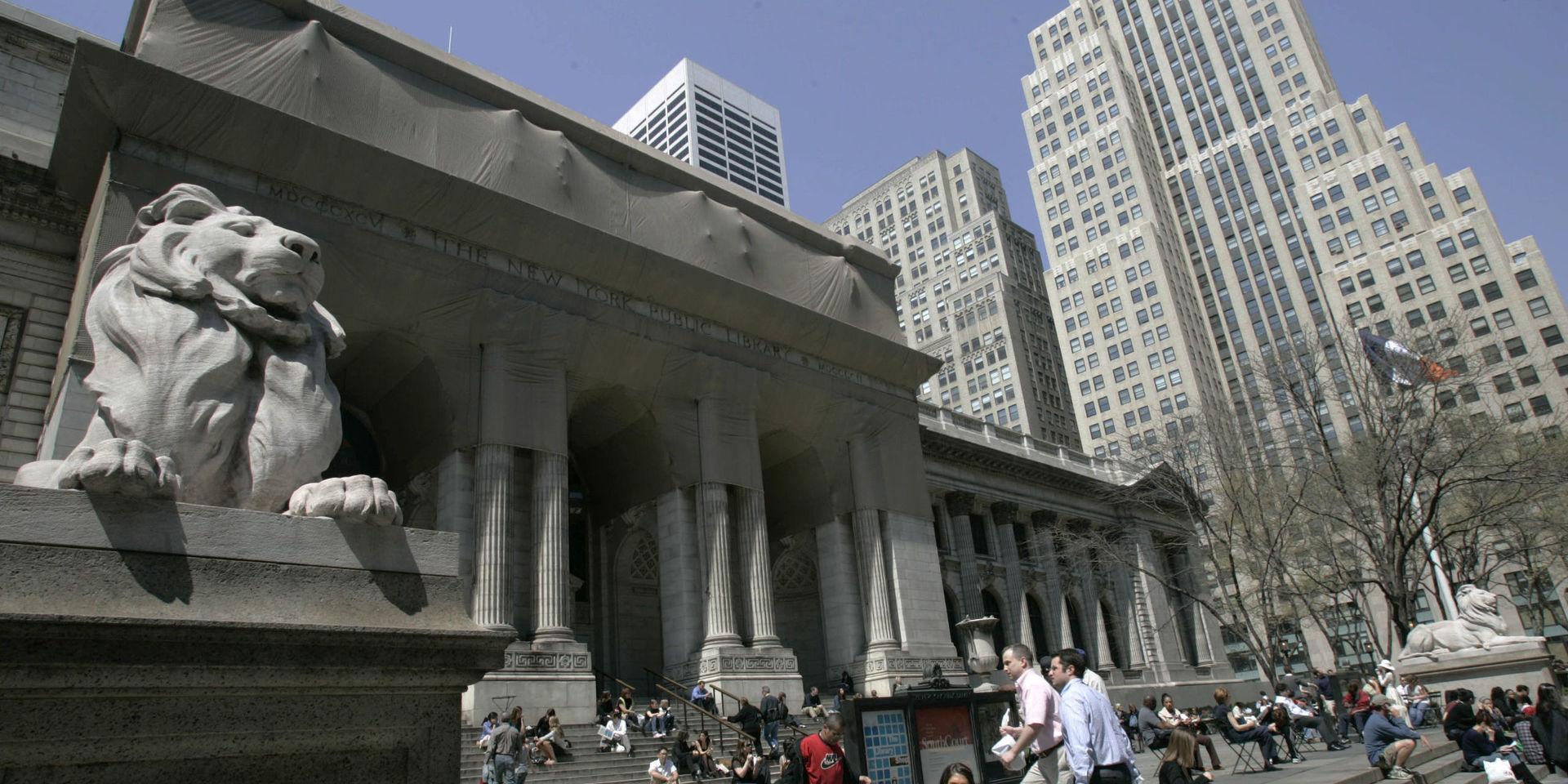 Stadsbibliotekets huvudbyggnad på Manhattan i New York. Arkivbild.