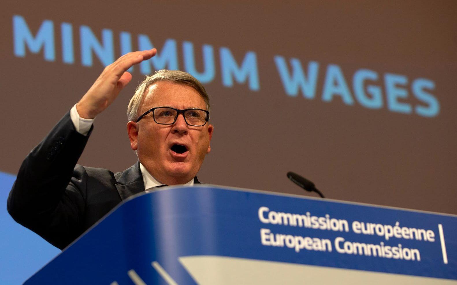 EU:s förslag om minimilöner har lagts fram av arbetsmarknadskommissionären Nicolas Schmit från Luxemburg. Arkivfoto.