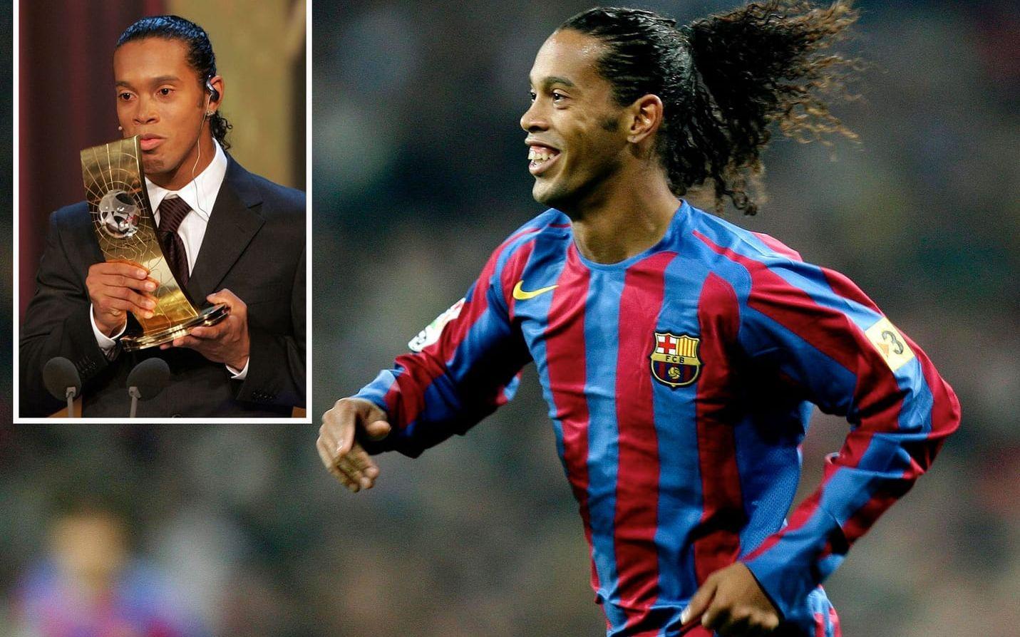 2005. Vinnare: Ronaldinho, Brasilien och Barcelona. Den här gången var Frank Lampard (Chelsea) och Samuel Eto'o (Barcelona) tvåa och trea. Foto: Bildbyrån