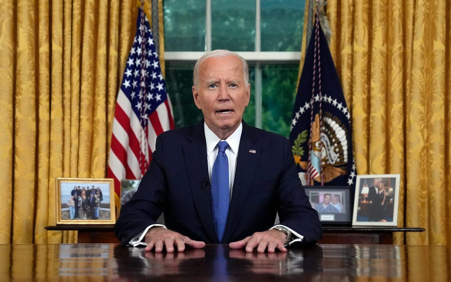 USA:s president Joe Biden håller ett tal till nationen från Ovala kontoret i Vita huset.