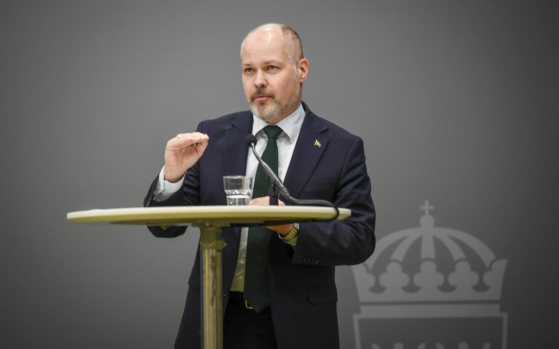 Justitie- och migrationsminister Morgan Johansson (S) deltar vid presentationen av förslagen från utredningen om arbetskraftsinvandring.