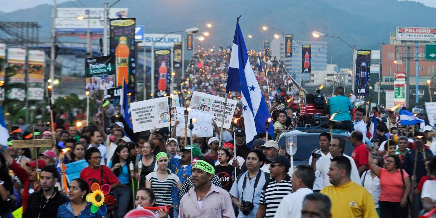 Demonstrationer i Honduras 2015. Arkivbild.